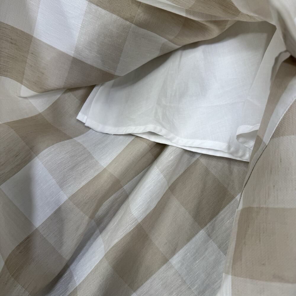 Sara Roka Drake Belted Dress‎ Womens 40 Beige Linen Gingham Shirt Midi Cottage - Picture 5 of 16